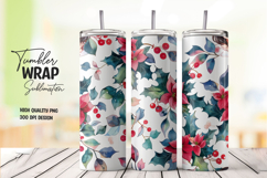 Blue Floral tumbler wrap png Product Image 1
