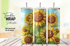 Happy Sunflower Friends 20oz Tumbler Wrap Sublimation PNG Product Image 1