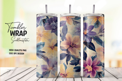 Watercolor Floral Painting Tumbler PNG Product Image 1