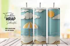 Beach Umbrella Ocean Scene Tumbler Wrap Product Image 1