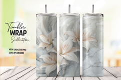 White Petal Marble Elegant Tumbler Wrap Product Image 1