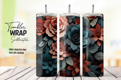 Dark Red Beige 3D Petal Floral Tumbler Wrap Product Image 1