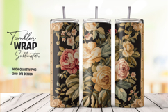 Vintage Floral tumbler wrap png Product Image 1