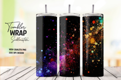 Black Galaxy Neon Light Burst Tumbler Wrap Sublimation PNG Product Image 1