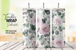 Green Rose tumbler wrap png Product Image 1