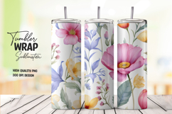 Watercolor Pastel Flowers Tumbler Wrap PNG Product Image 1