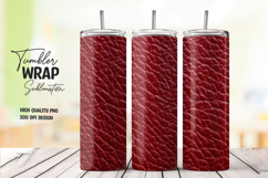 Red Leather Vintage Tumbler Wrap PNG Product Image 1