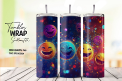 Colorful Halloween Smiley Tumbler Wrap Sublimation Product Image 1