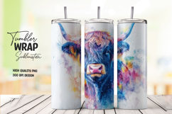 Color Splash Highland Cow Tumbler Wrap Product Image 1