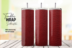 Deep Red Leather Tumbler Wrap PNG Product Image 1