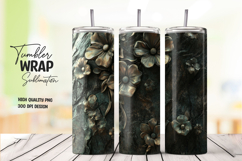 Dark Floral tumbler wrap png Product Image 1