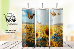 Sunflower Meadow Blue Sky Tumbler Wrap Product Image 1