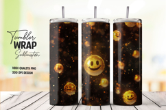 Minimal Halloween Smiley Glow Dark Tumbler Wrap Product Image 1