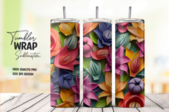 3dPink Orange Mix Floral Tumbler Wrap Product Image 1