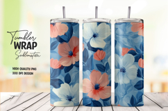 Navy and Coral Floral Tumbler PNG Product Image 1