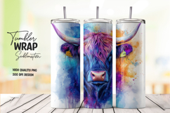 Abstract Floral Highland Cow Tumbler Wrap Product Image 1