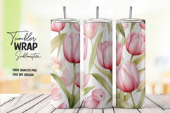 Pink Tulip tumbler wrap png Product Image 1