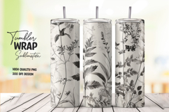 Black White Floral Tumbler Wrap Product Image 1