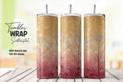 Gold Minimal Leaf Shadow Tumbler Wrap Sublimation PNG Product Image 1