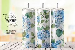 Blue Leaf floral tumbler wrap png Product Image 1