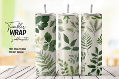 Green Leaf tumbler wrap png Product Image 1