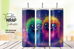 Galaxy Furry Monster Duo 20oz Tumbler Wrap Sublimation PNG Product Image 1