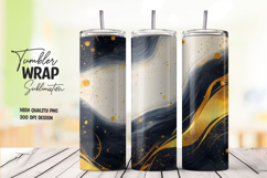 Black and Gold Marble Tumbler Wrap Sublimation PNG Product Image 1