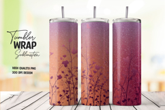 Maroon and Gold Silhouette Forest Tumbler Wrap Sublimation Product Image 1