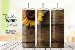 Rustic Wood Sunflower Tumbler Wrap PNG Product Image 1