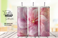 Pink Shiny Glitter Bloom Tumbler Wrap Product Image 1