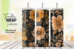 Black Floral tumbler wrap png Product Image 1