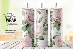 Pink Rose tumbler wrap png Product Image 1