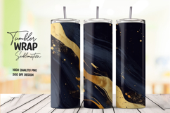 Navy and Golden Abstract Marble Tumbler Wrap PNG Product Image 1