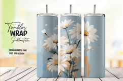 White Daisy tumbler wrap png Product Image 1
