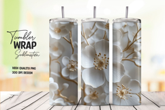 Gray White Floral Tumbler Wrap Product Image 1