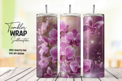 Magenta Orchid Blooms Tumbler Wrap PNG Product Image 1