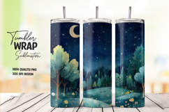 Starry Night Floral Tumbler Wrap PNG Product Image 1