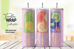 Citrus Fruits Pastel Stripes Tumbler Wrap PNG Product Image 1