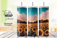Sunflower Field Sunset Sky Tumbler Wrap Product Image 1