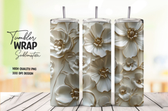 Beige White Floral Tumbler Wrap Product Image 1