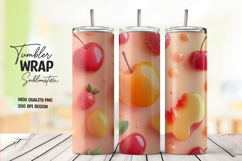 Peach Berry Tumbler Wrap PNG Product Image 1