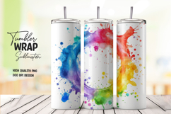 Color Splash Rainbow Watercolor Tumbler Wrap PNG Product Image 1