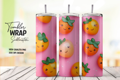 Kawaii Strawberry Orange Tumbler Wrap PNG Product Image 1