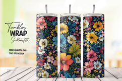 Dark Floral tumbler wrap png Product Image 1