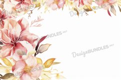 Watercolor Floral Frame Flat Lay Background, digital paper Product Image 1