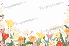 Tulip flowers frame flat lay background Product Image 1