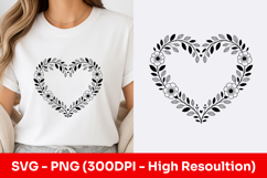 Floral Heart Wreath Clipart SVG PNG Product Image 1