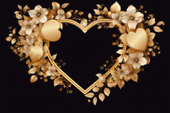 Golden heart frame black background Product Image 1