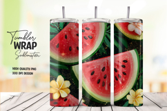Watermelon with Flowers Tumbler Wrap PNG Product Image 1