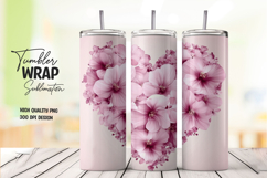 Pink Heart Floral Tumbler Wrap PNG Product Image 1